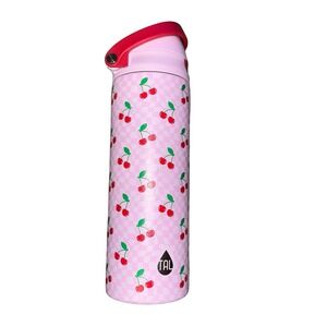 TAL 24oz Water Bottle Pink Checkered Cherry Print Stainless Steel Tumbler